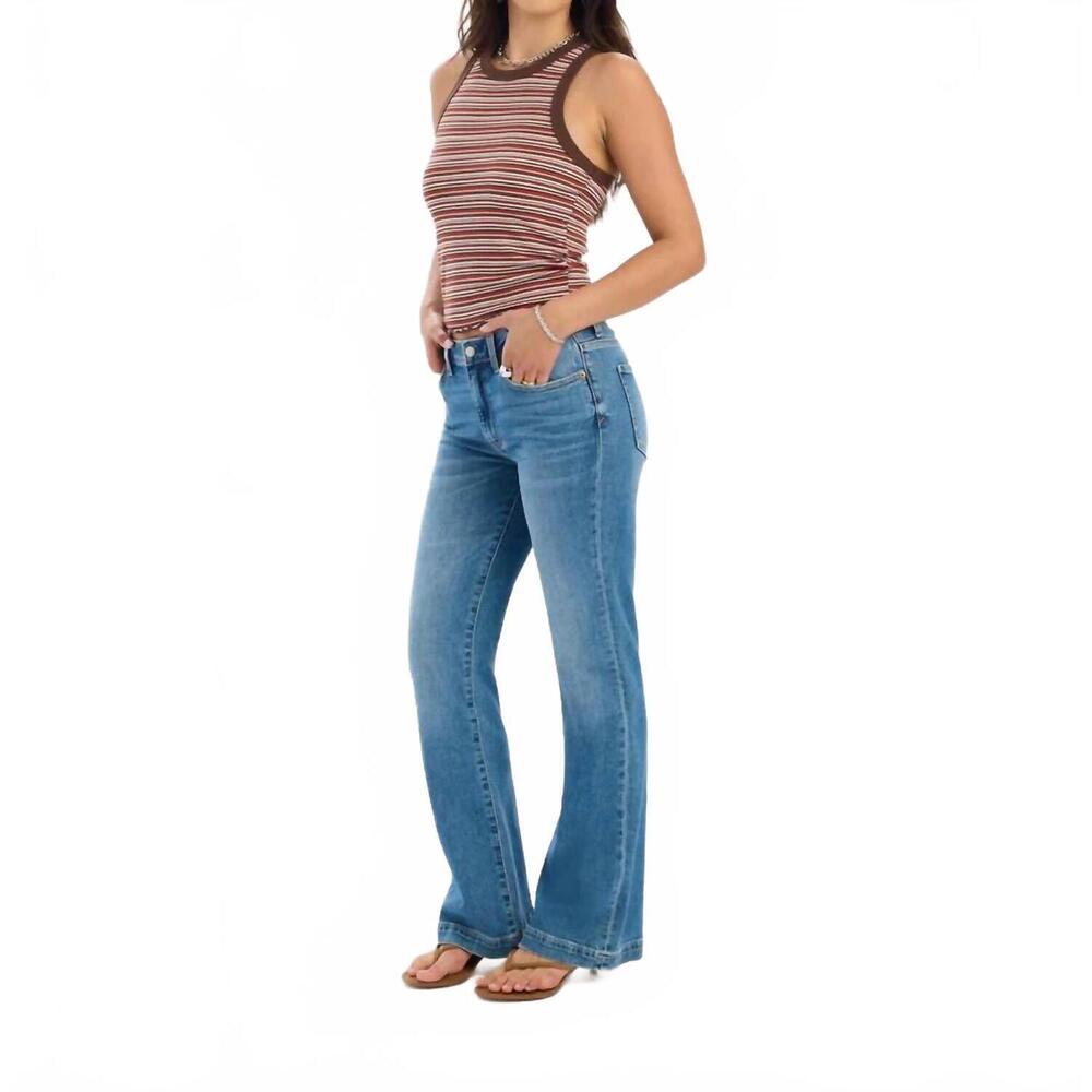 NEW DAZE the heart breaker mid rise flare jean in text me - Picture 3 of 6